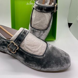 Sam Edelman Michaela Smokey Blue Velvet Mary Janes Size 7